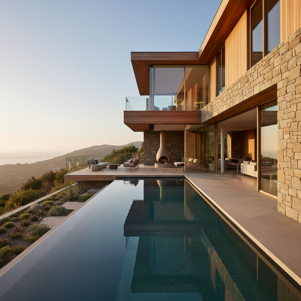 Villa contemporaine haut de gamme avec piscine, construction residentielle Grand Lyon