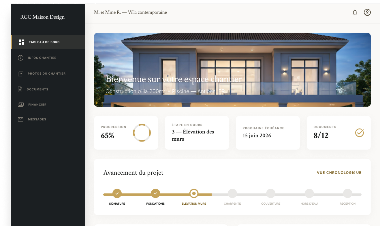 Mockup de l'application de suivi client