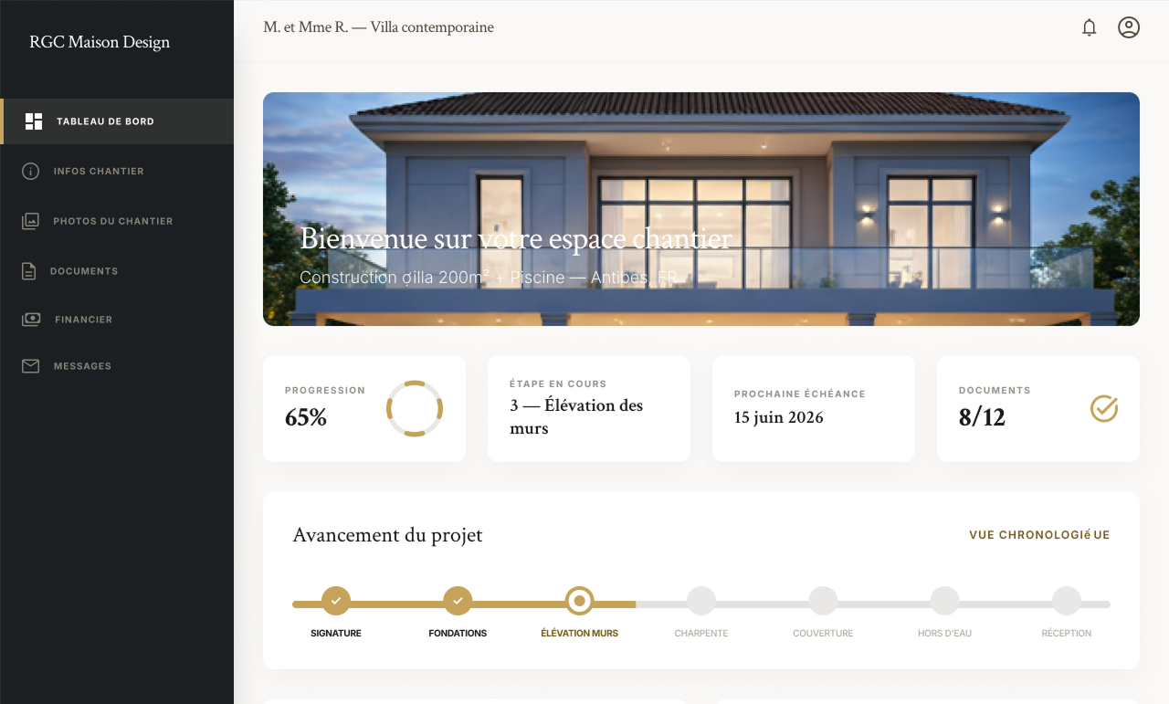 Mockup de l'application de suivi client