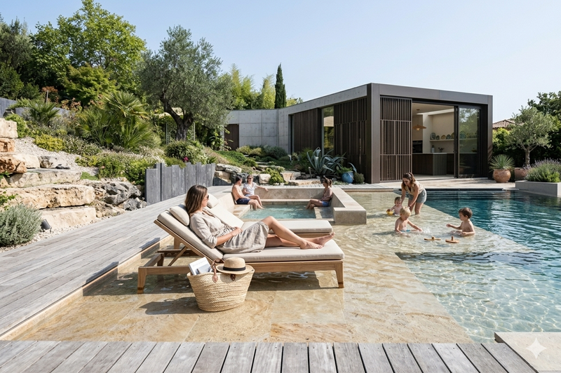 Plage immergée et banquette