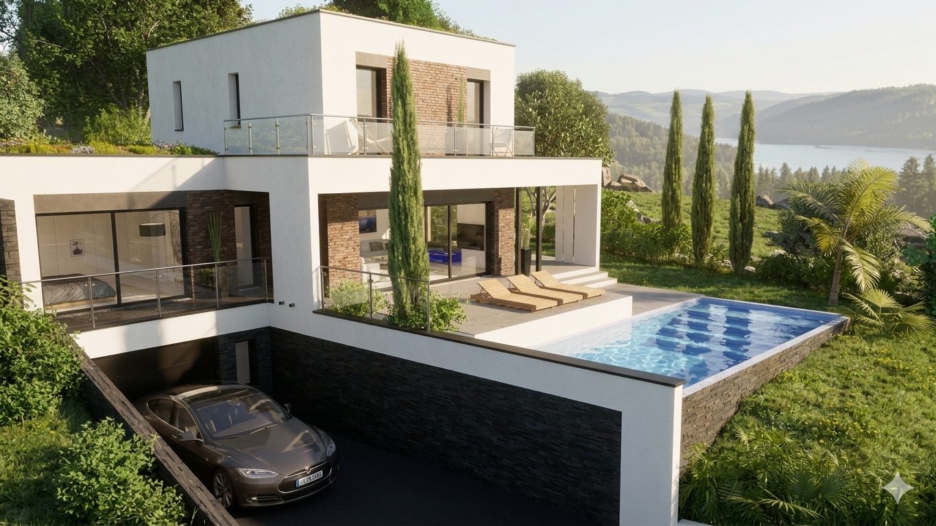 Construction d'une villa contemporaine à Saint-Maurice-de-Gourdans